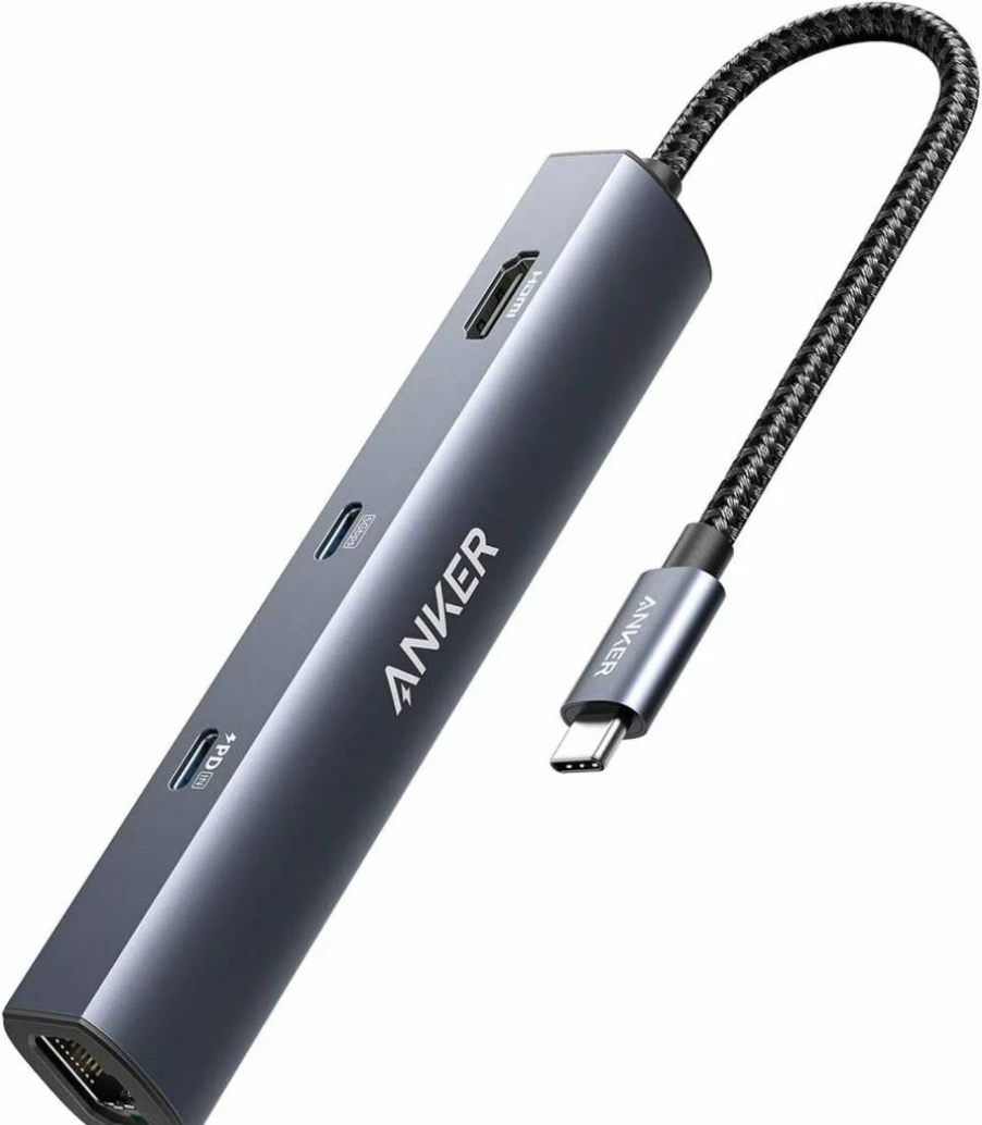 Anker 6-in-1 USB C Hub with 65W PD, 4K HDMI, Gigabit Ethernet, USB Ports for MacBook, iPad, Dell XPS, and More