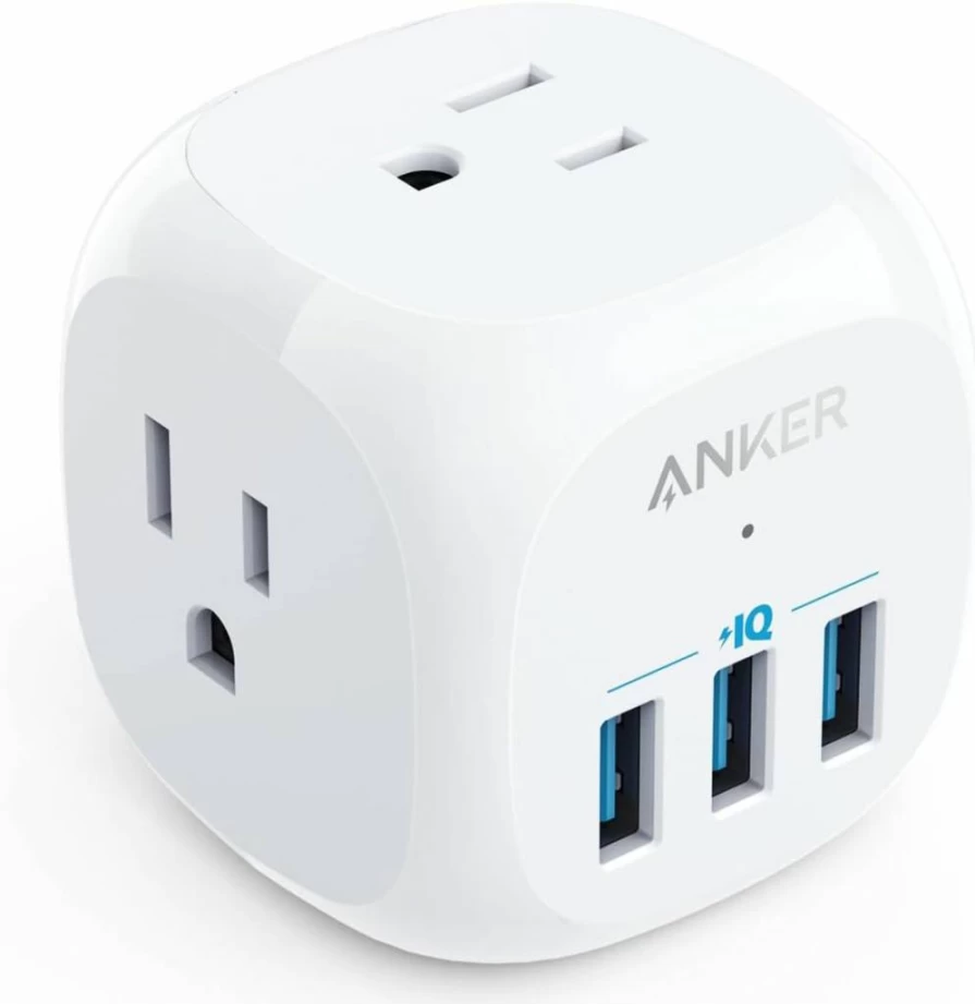 Anker 321 USB C Outlet Extender with 3 AC Outlets & 20W Power Delivery Charging for iPhone 15/14/13, Home Office, Dorm Room, Cruise Ship Travel Essentials