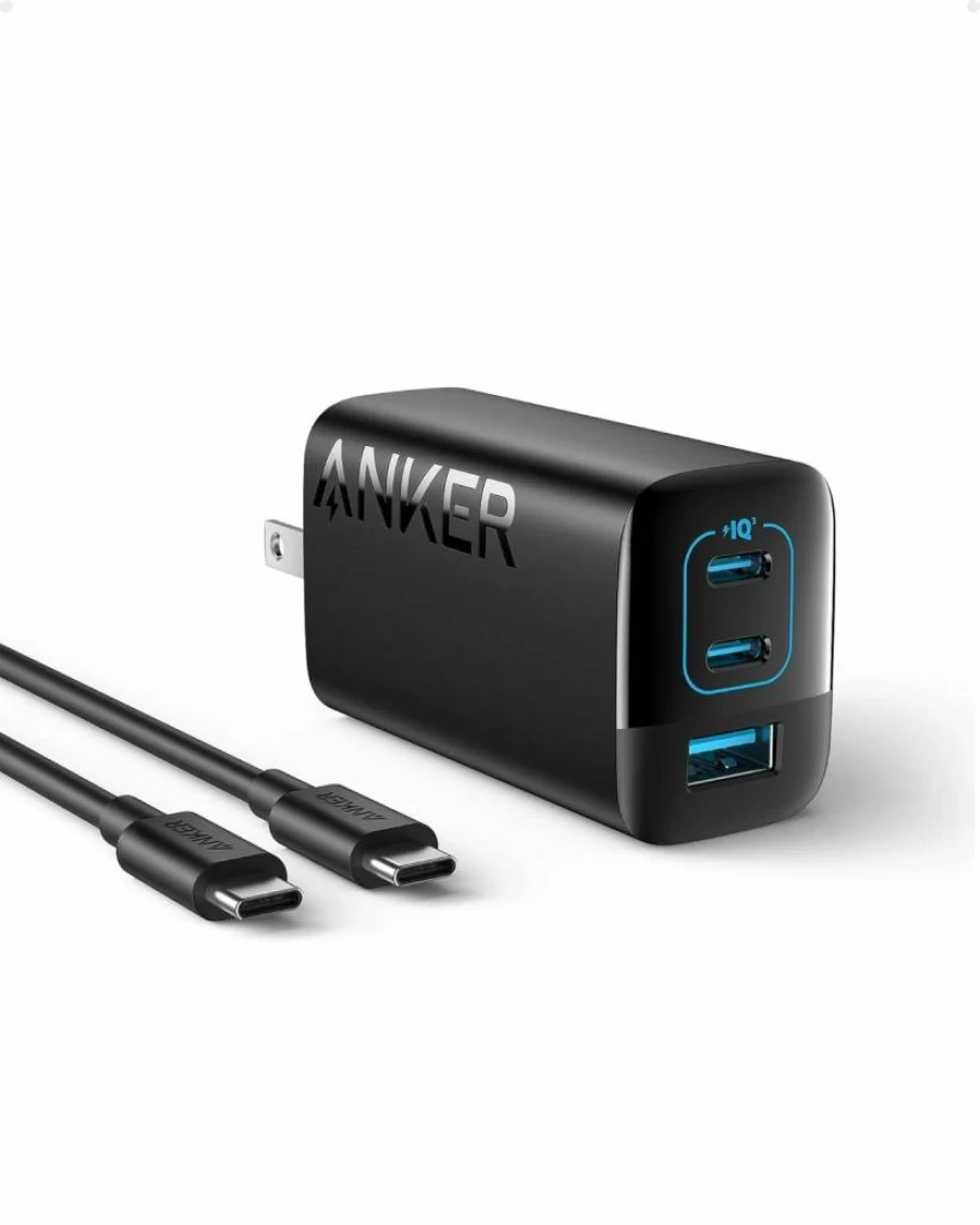 Anker 67W 3-Port USB C Fast Charger with PIQ 3.0 - Compact Foldable Power Adapter for MacBook Pro, iPhone 15/14/13, iPad, Galaxy S23 (Includes 5ft USB-C Cable)
