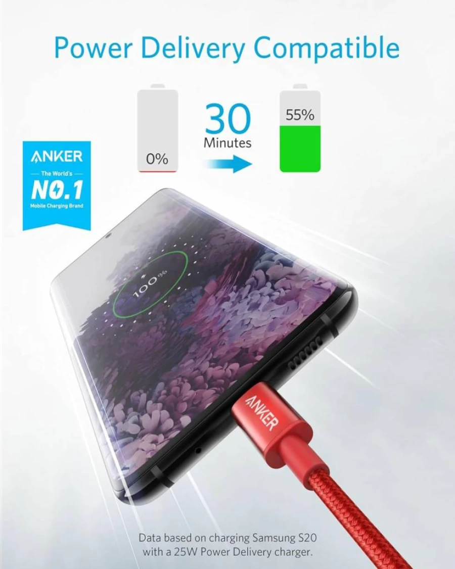 Anker USB C to USB C Cable 60W 2-Pack 6ft Fast Charging Type-C Cable for iPhone 16, iPad Mini 6, Samsung Galaxy, MacBook, and More (Black)