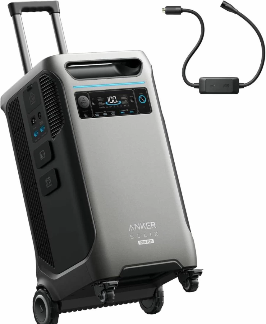 Anker Solix F3800 Plus Portable Power Station & BP3800 Battery Bundle – 7.68KWh Solar Generator, 3200W Input, Home Backup for Outages & Emergencies (2025 Model)