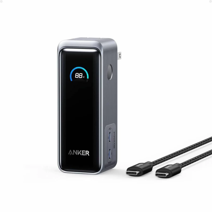 Anker Prime 65W Power Bank 9600mAh with PD 3.0 & PPS, Built-in AC Plug, 30W Fast Charging for MacBook Pro, iPhone 15, Galaxy, iPad - Portable Charger