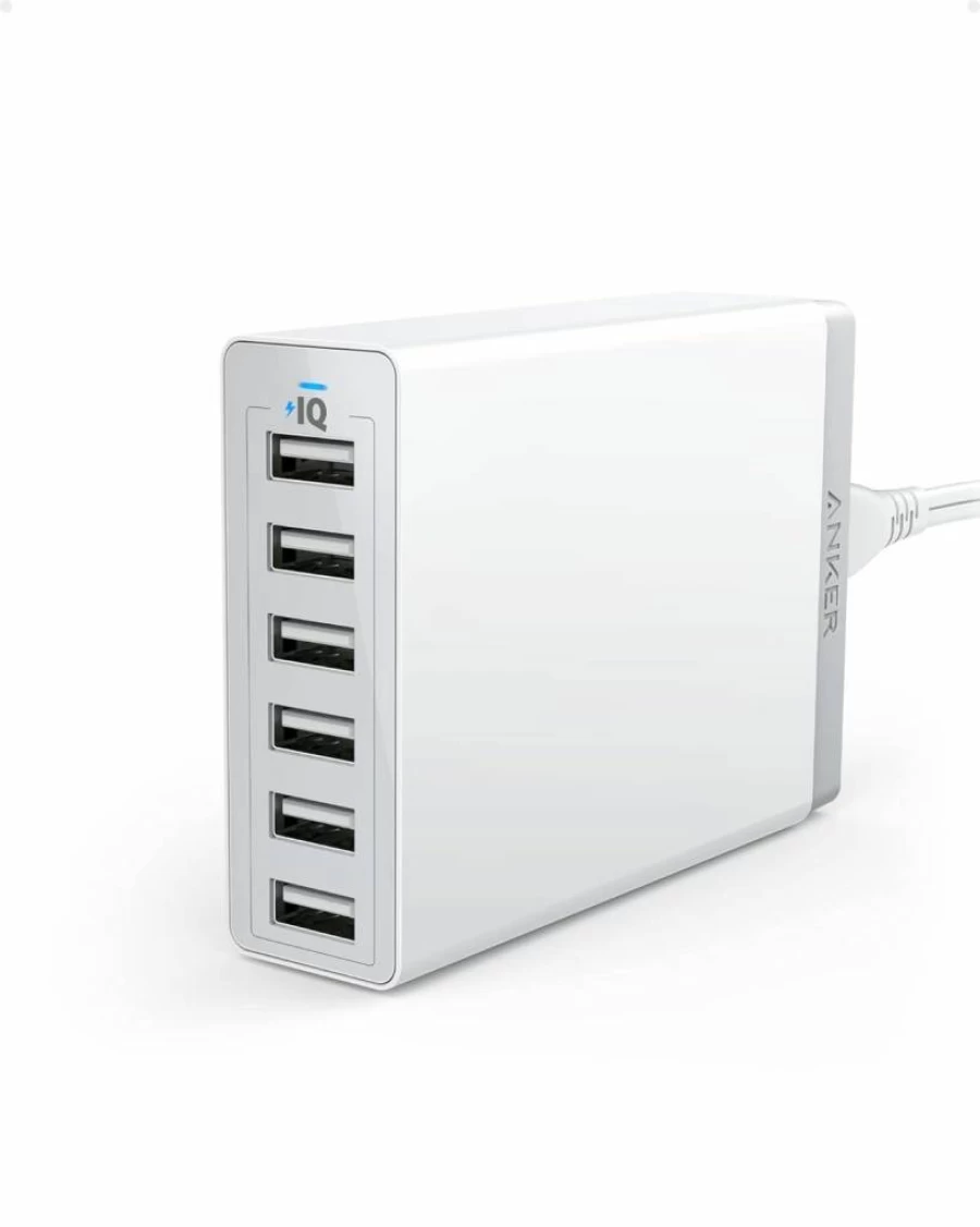Anker PowerPort 6 60W 6-Port USB Charging Station for iPhone 15/14/13, iPad, Galaxy S23/S22, Note 20, LG, HTC & More Fast Charger