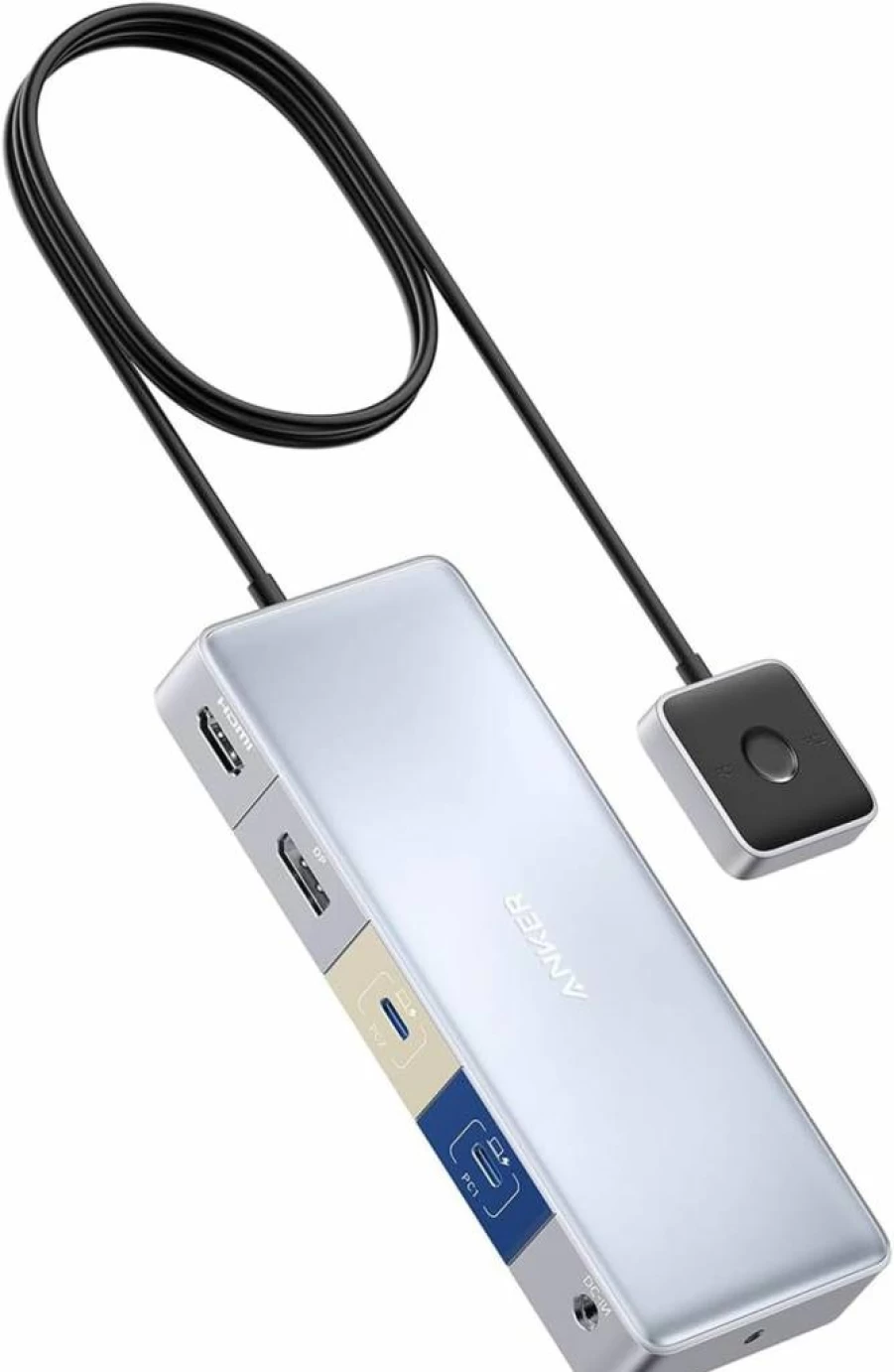Anker USB C Docking Station with KVM Switch for 2 Laptops, Dual 4K HDMI & DisplayPort, 100W PD, USB 3.0, Audio for MacBook, Lenovo, iPad, Steam Deck