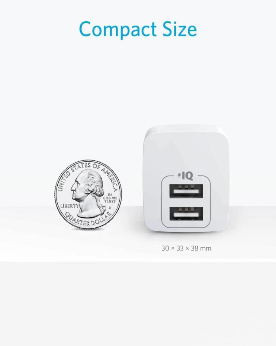 Anker 2-Pack 12W USB Wall Charger with Foldable Plug, Dual Port Power Adapter for iPhone 16/15/14/13/12, Galaxy S22/S21/Note 20, Fast Charging Cube