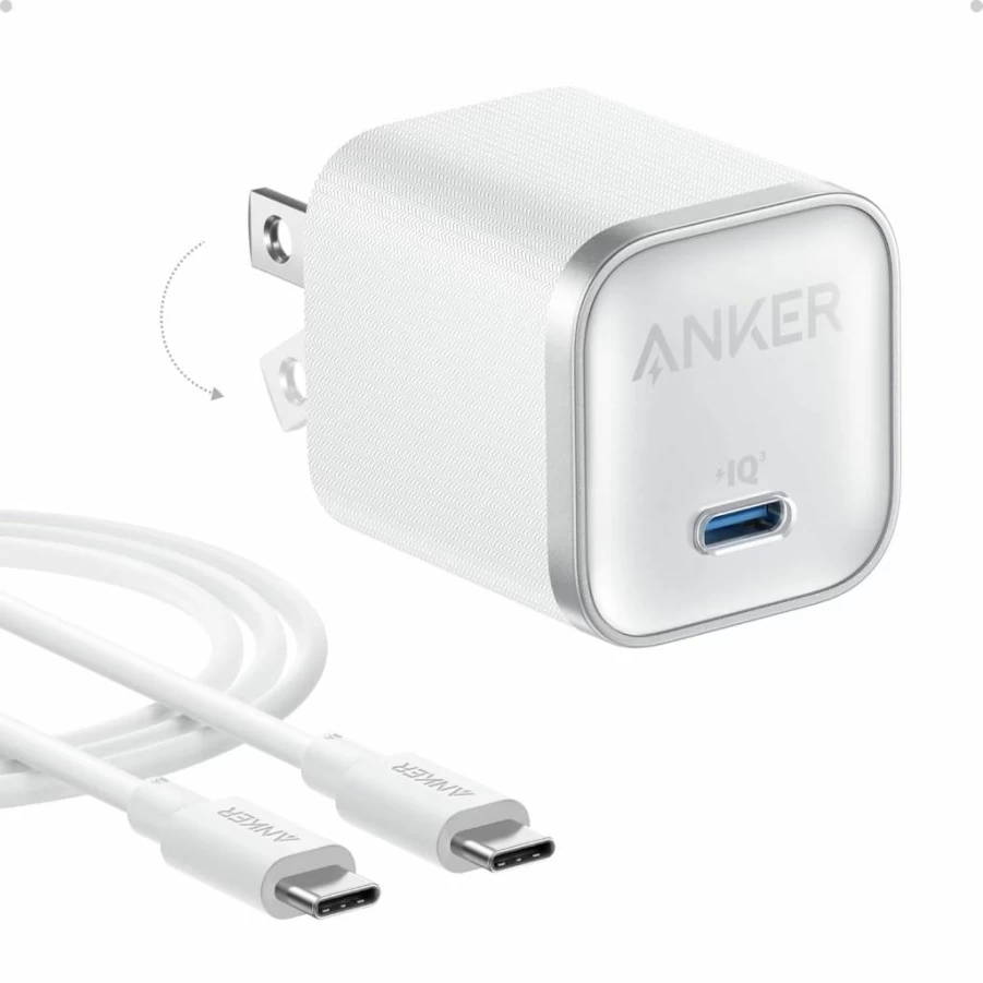 Anker Nano 45W USB-C Fast Charger, Compact Foldable Power Adapter for iPhone 16, Samsung Galaxy S24/S25, MacBook, iPad Pro, Pixel 9 - White