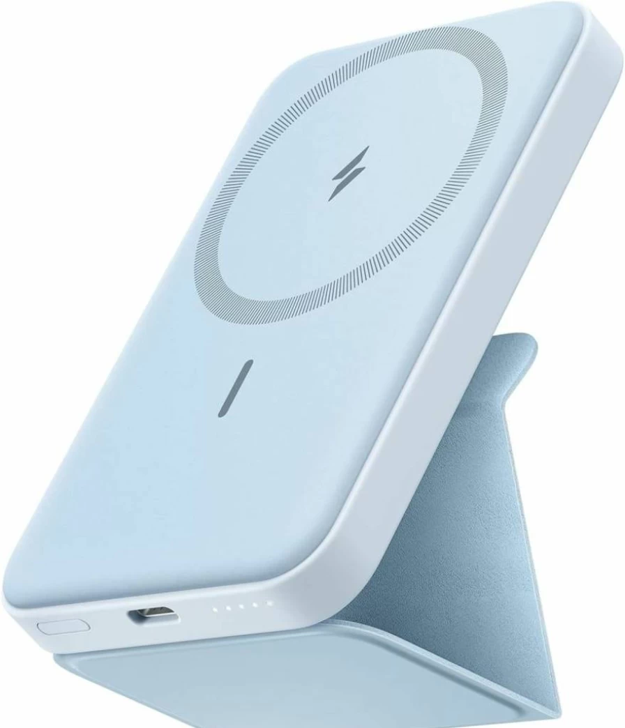 Anker 622 MagGo Magnetic Wireless Power Bank 5000mAh Foldable Portable Charger with USB-C for iPhone 13/12 Series (Buds Green)