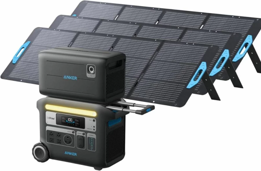 Anker Solix F2000 Portable Power Station 2400W with 4096Wh LiFePO4 Battery, 4 AC Outlets & 2x 200W Solar Panels for Home Backup, Camping, RV - Powerhouse 760/767 Compatible