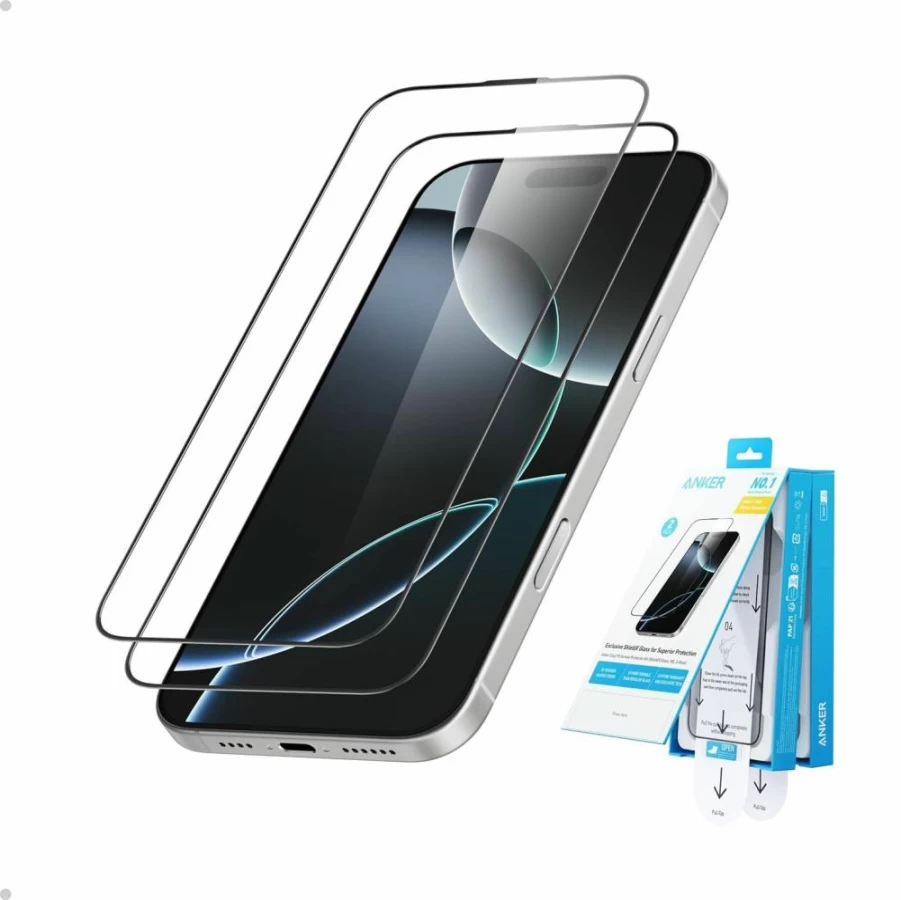 Anker Easy Fit HD Screen Protector for iPhone 16 Pro Max (6.9-Inch, 2-Pack) – Ultra Durable, Anti-Fingerprint, Bubble-Free Installation, Extended Coverage