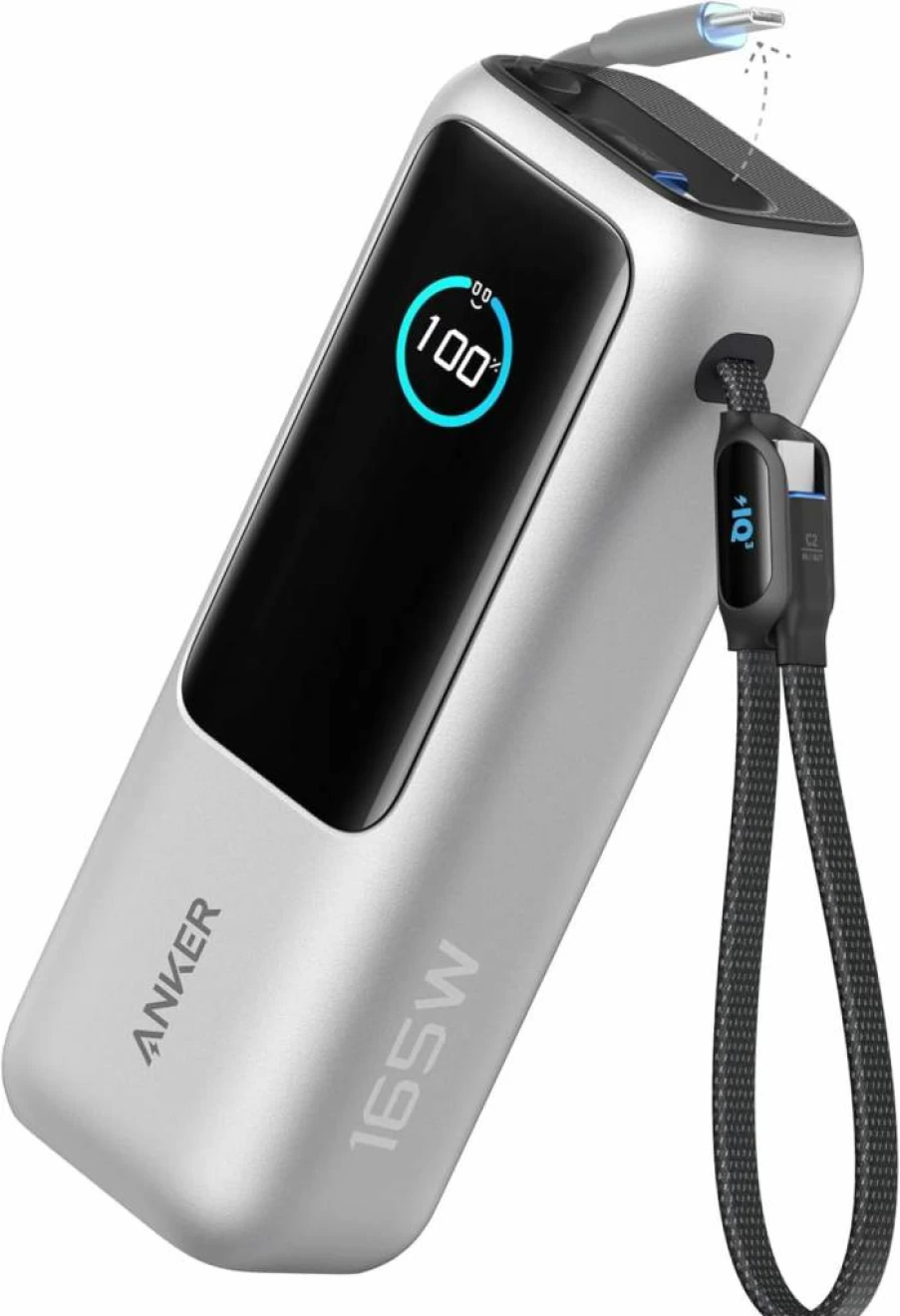 Anker 25,000mAh Power Bank with 100W USB-C Ports, Built-in Cables for MacBook, iPhone 16/15, Samsung, Multi-Device Fast Charging