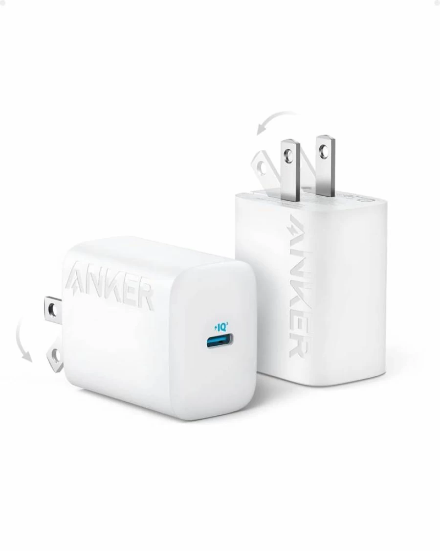 Anker 30W USB-C Fast Charger 2-Pack, Compact Foldable Design for iPhone 14/13/12, Samsung Galaxy S23, MacBook Air, iPad Pro (White, Cable Not Included)
