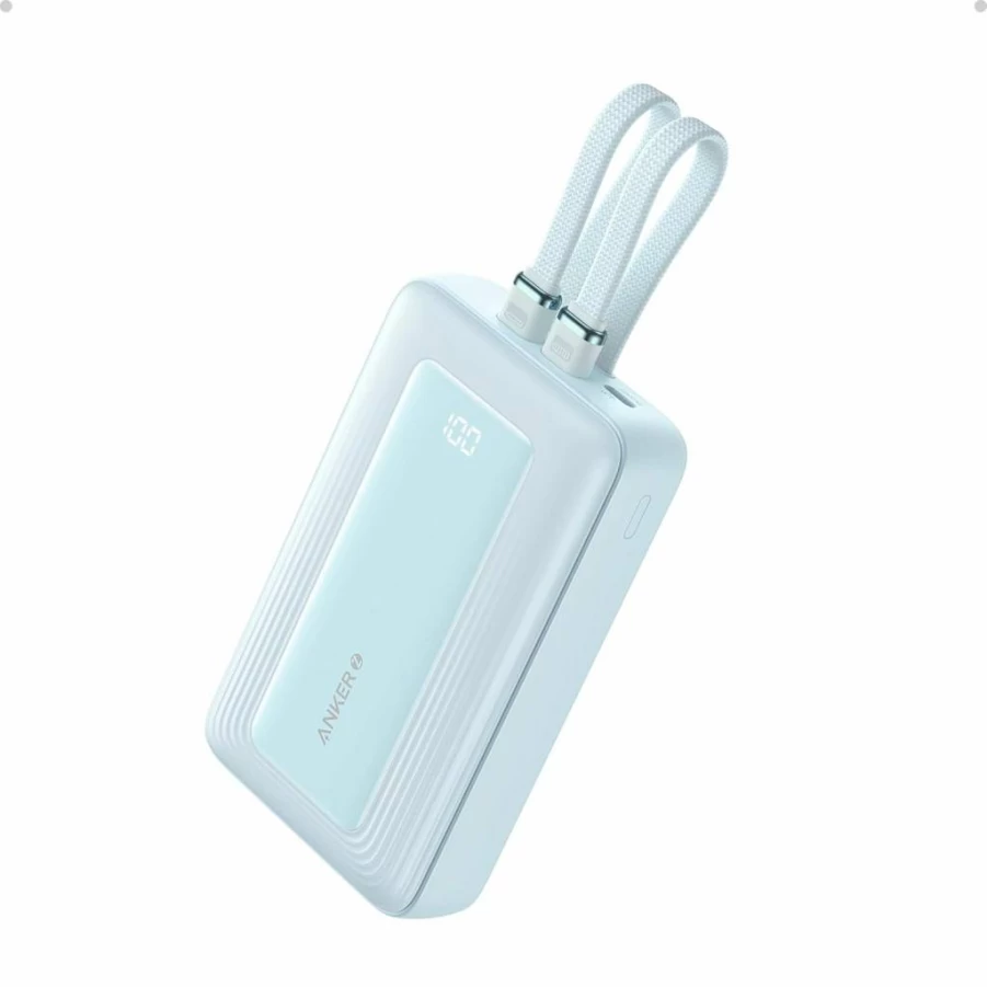 Anker PowerCore 10,000mAh Portable Charger with 30W Fast Charging, Built-in USB-C and MFI Certified Lightning Cables for iPhone 16/15, MacBook, Galaxy (Black)
