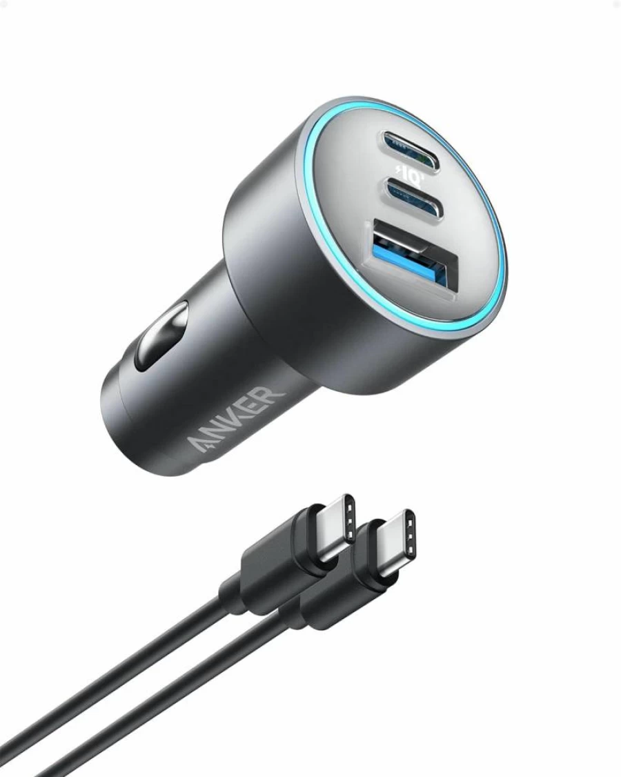 Anker 67W 3-Port USB C Car Charger - Fast Charging for iPhone 16/15/14, Galaxy S23, iPad Air - Includes USB-C Cable for iPhone, Android, Tablet