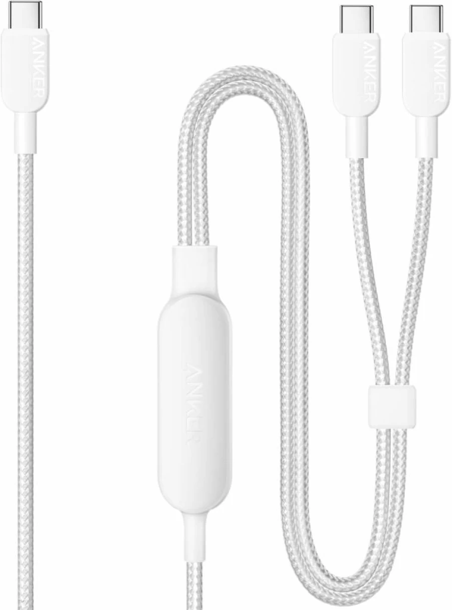 Anker 140W 4ft USB-C to USB-C Fast Charging Cable, 2-in-1 Braided Power Delivery Cord for iPhone 16/15 Series, MacBook Pro/Air, iPad Pro, Galaxy S24, Pixel 8 (Black)