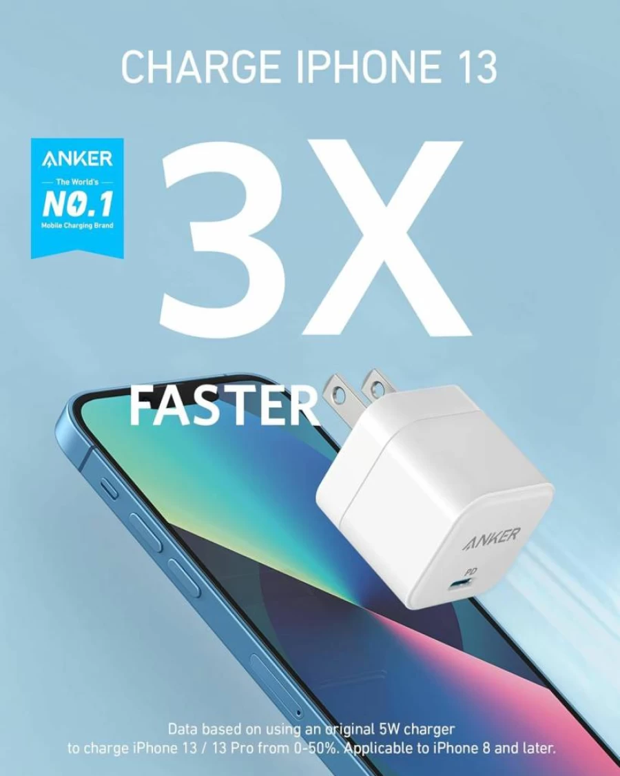 Anker 20W USB-C Charger 3-Pack with Foldable Plug - Fast Charging for iPhone 16/15, Galaxy, Pixel, iPad (Cable Not Included)