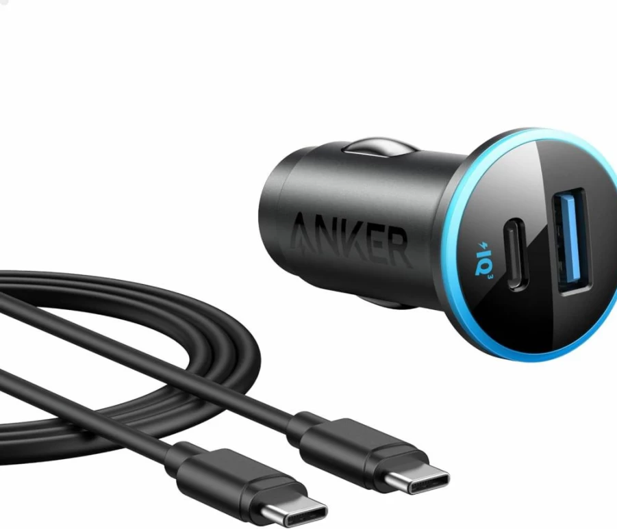Anker 323 USB-C Car Charger 52.5W with PowerIQ 3.0 Fast Charging for iPhone 15/14/13/12, Galaxy S23/S22, Pixel, and More - 30W USB-C Cable Included