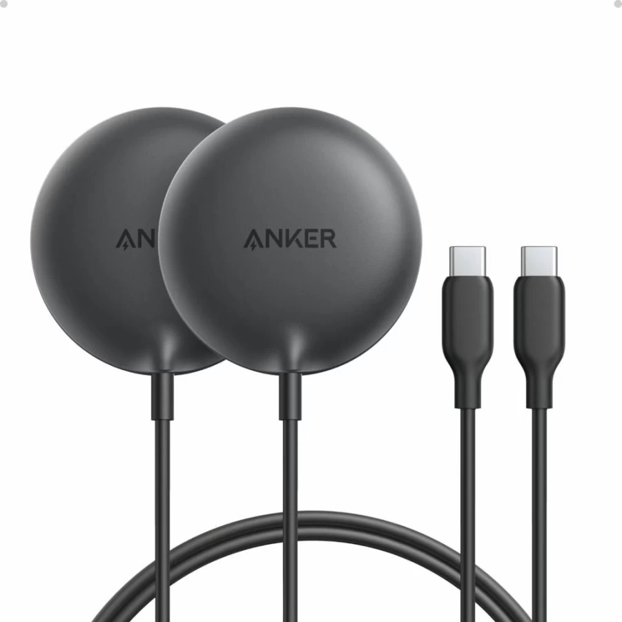 Anker Magnetic Wireless Charger, Qi2 Certified 15W MagSafe-Compatible Charging Pad for iPhone 16/15/14/13, AirPods, and More - 2 Pack (Black, Adapter Not Included)