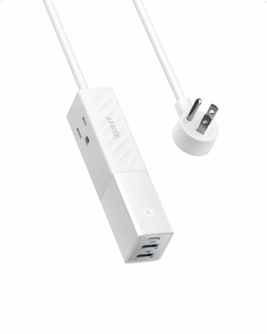 Anker 511 Power Strip with USB-C, 30W Power Delivery, 2 Outlets & 3 USB Ports, 5ft Extension Cord for Travel, Office, Dorm, Cruise Ships - TUV Listed