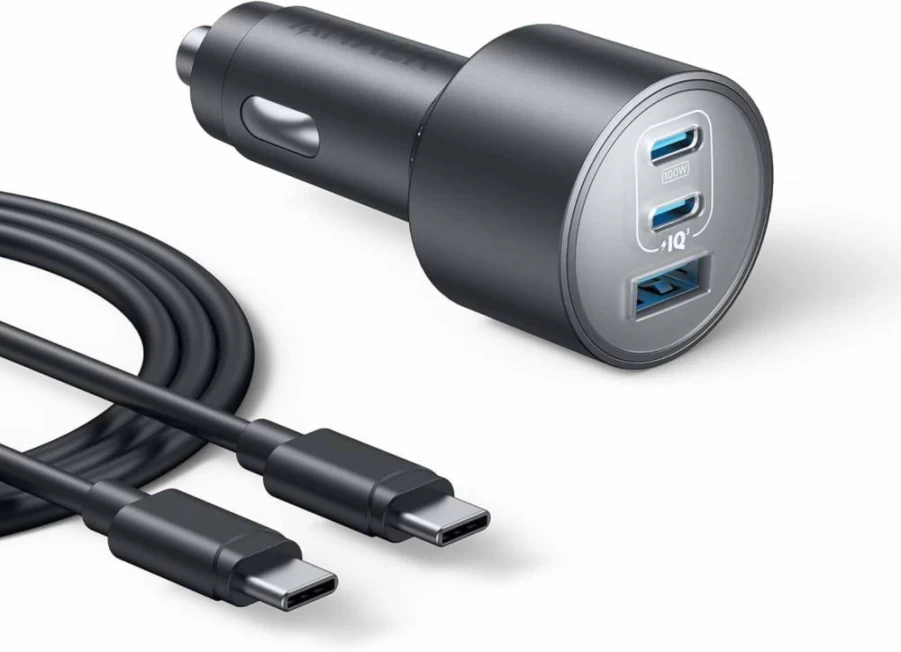 Anker 167.5W 3-Port USB-C Car Charger for iPhone 16/15, MacBook, Samsung Galaxy S24/S23, iPad Pro, AirPods - Ultra-Compact Fast Charging