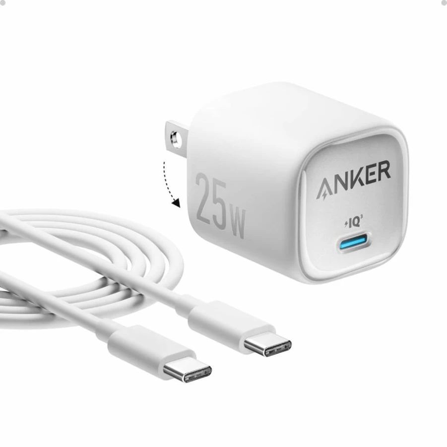 Anker 25W USB C Fast Charger, Compact Foldable Wall Charger with PPS for Galaxy S24/Z Fold/Z Flip, iPhone 15/14/13, iPad, and More (Mauve)