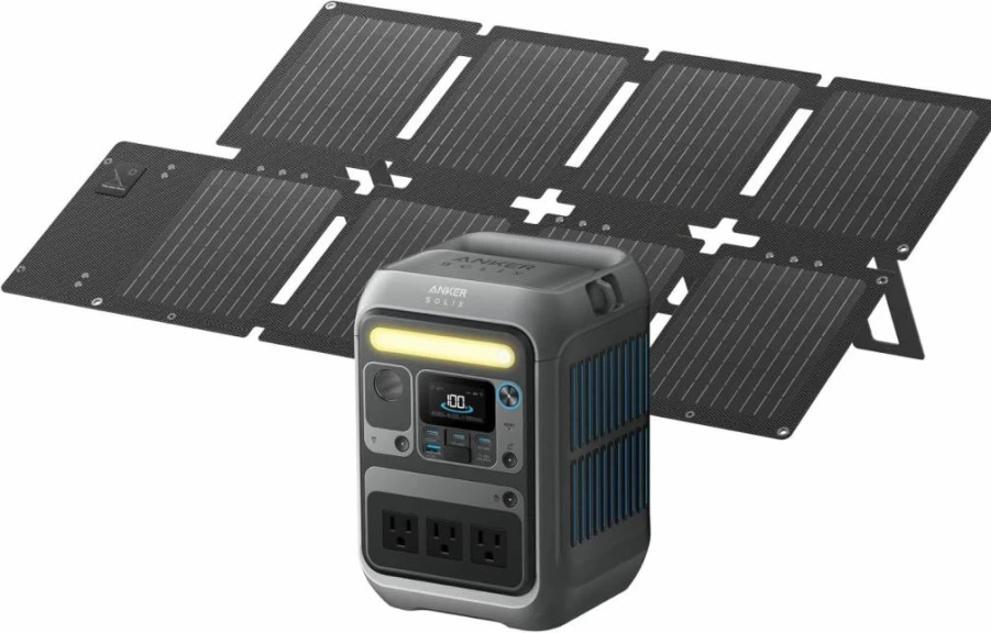 Anker Solix C300 Portable Power Station with 60W Solar Panel | 288Wh LiFePO4 Battery, 300W Output (600W Surge), 140W Fast Charging, for Camping, Travel & Emergency Power