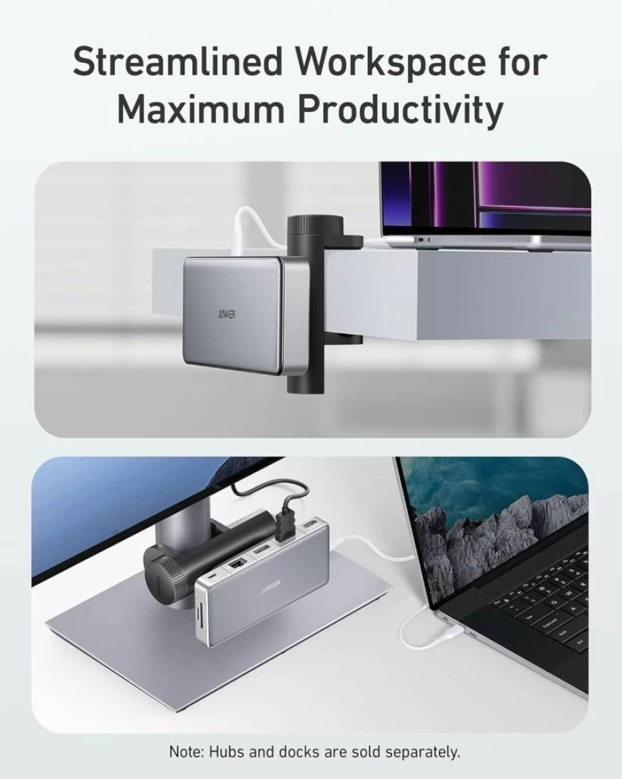 Anker Adjustable Hub Mounting Kit - Compatible with USB-C Hubs, USB4 & Thunderbolt 4 Docking Stations