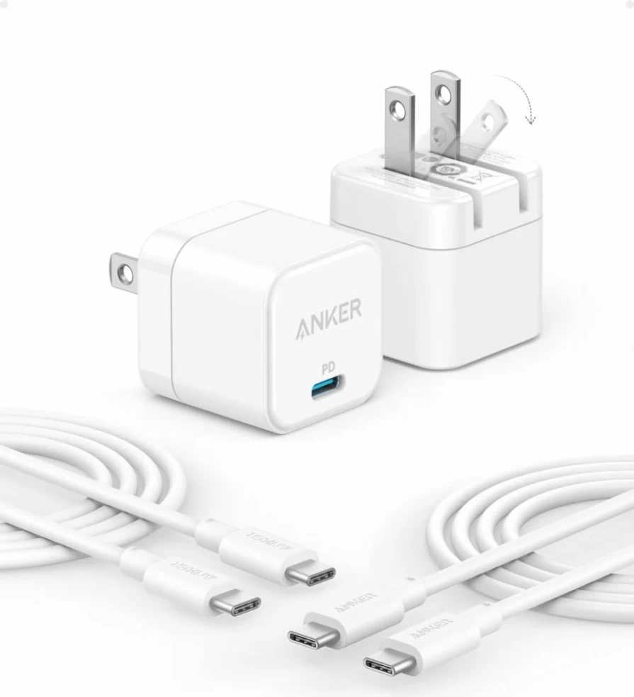 Anker 20W USB-C Charger Block with Cable (2-Pack) - Fast Charging for iPhone 15/14, Galaxy, Pixel, iPad Pro/Air/Mini