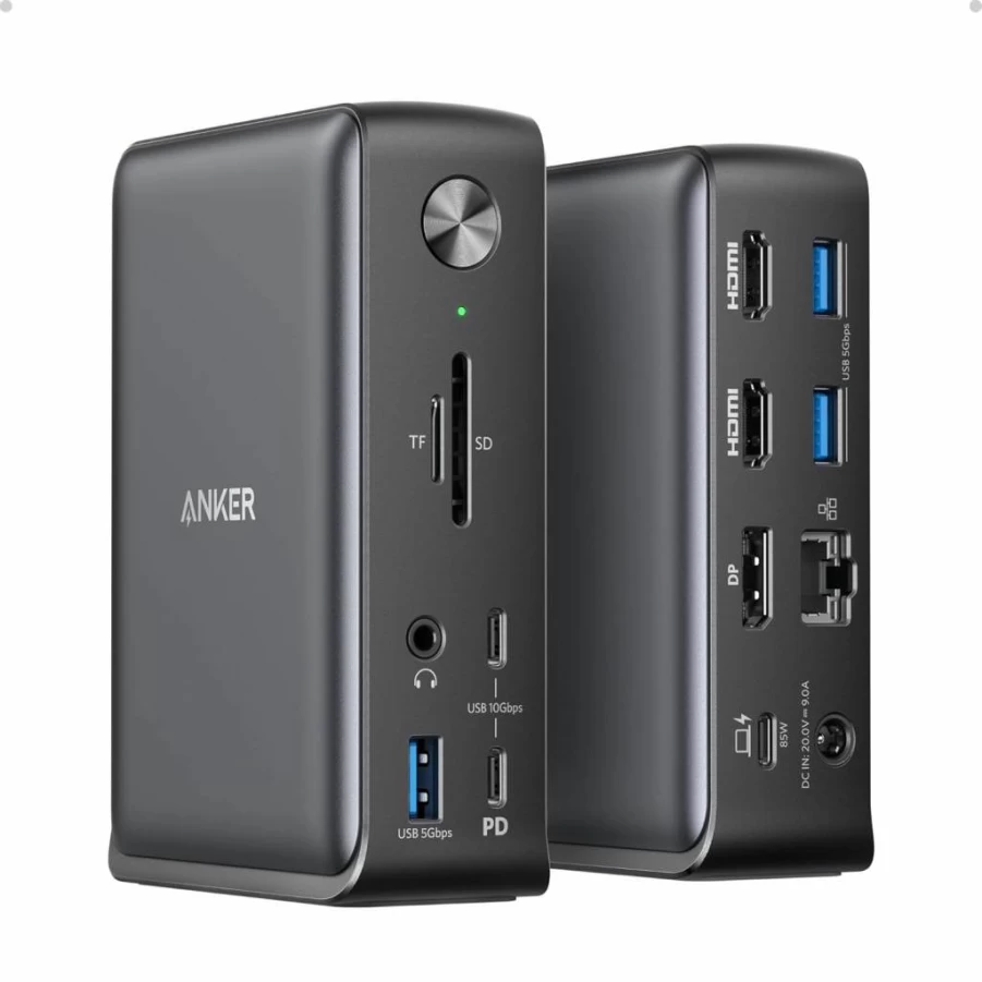 Anker 13-in-1 USB-C Laptop Docking Station with Triple Display (2x 4K HDMI, 1x DP), 85W Charging, 10Gbps USB-C & 5Gbps USB-A Ports, Ethernet, SD Card Reader, and Audio for MacBook & Windows Laptops