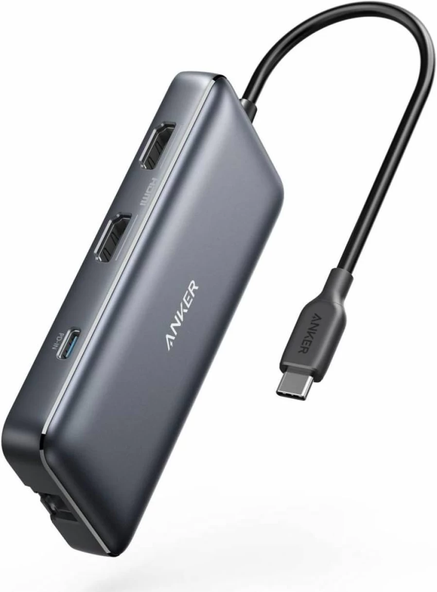 Anker 8-in-1 USB C Hub with Dual 4K HDMI, 100W Power Delivery, Gigabit Ethernet, SD Card Reader for MacBook Pro, XPS, and USB-C Laptops