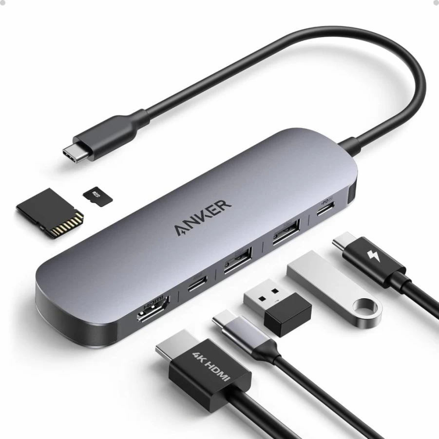 Anker 7-in-1 USB C Hub with 4K HDMI, 100W Power Delivery, 3 USB-A & USB-C 3.0 Ports, SD/TF Card Reader for Laptops and Type C Devices