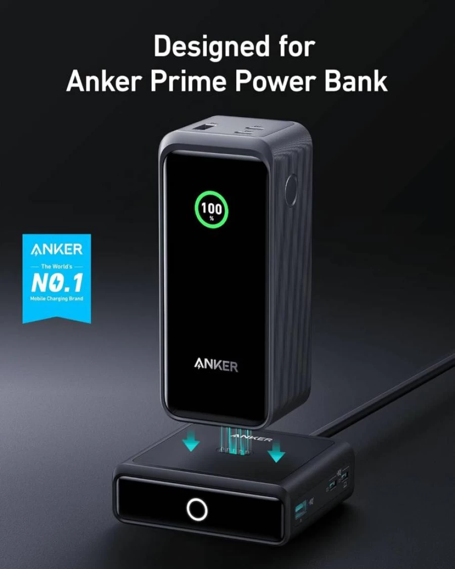 Anker 100W 4-Port Fast Charging Base for MacBook, iPhone 15/14 Series, Samsung, Pixel - Power Bank Compatible (Excluding Power Bank)