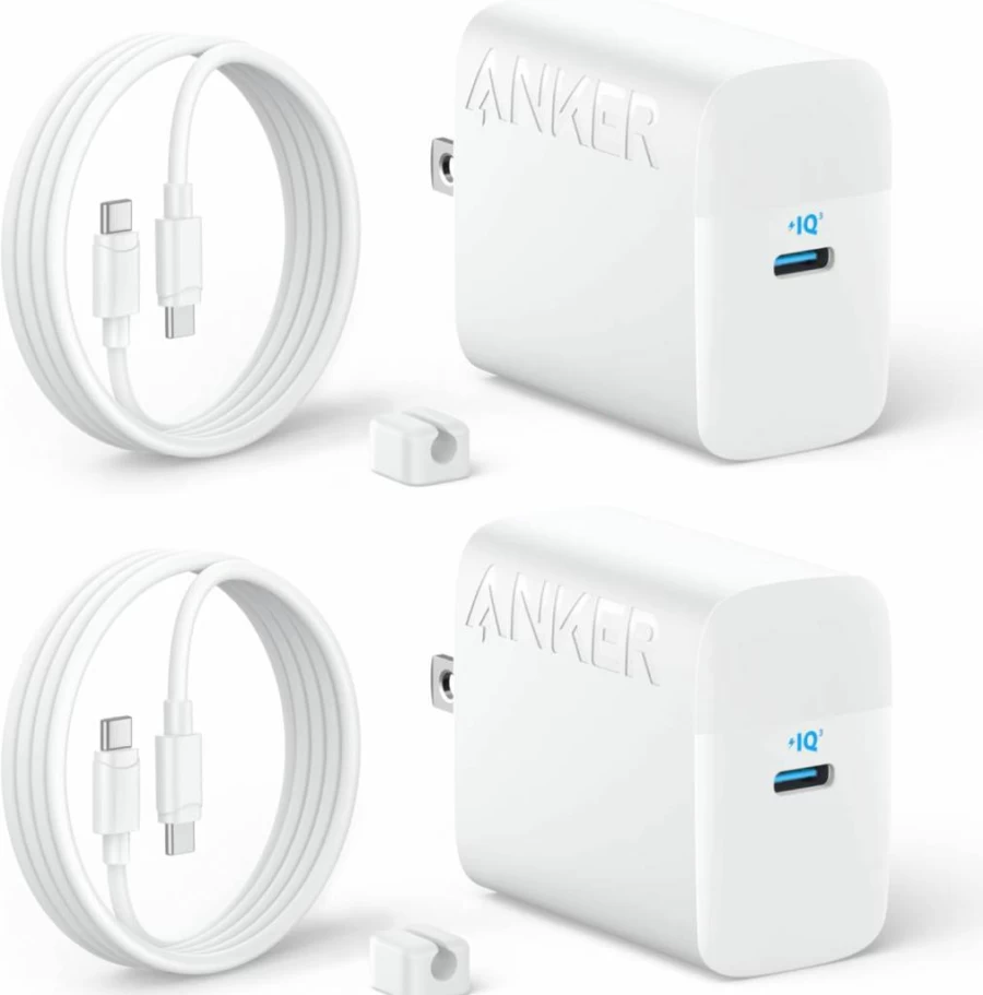Anker 45W Dual Port USB C Fast Charger with PPS, 2-Pack 5ft USB-C Cable for iPhone 16/15 Pro, Galaxy S24 Ultra, iPad Pro, MacBook Air, and More