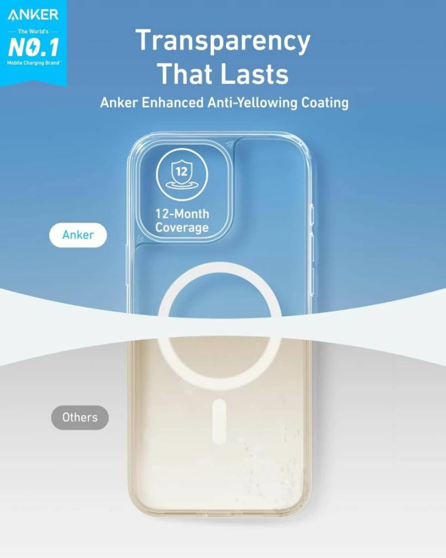 Anker Magnetic Phone Case for iPhone 15 Pro Max - MagSafe Compatible, Military-Grade Protection, Anti-Yellowing & Scratch-Resistant Clear Cover, Classic Series