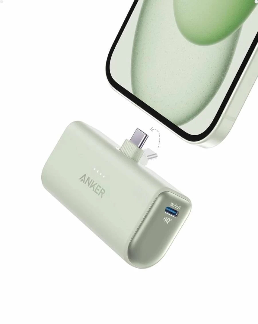 Anker Nano Power Bank 5000mAh with Built-in USB-C Cable, 22.5W Portable Charger for iPhone 16/15, Samsung Galaxy S23/S22, iPad, AirPods, and More