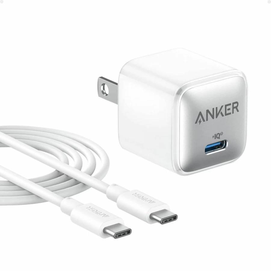 Anker 20W USB-C Fast Charger with PIQ 3.0 - Compact Power Adapter for iPhone 16/15/14/13, Galaxy S23/S22, Pixel 6/5, iPad (Includes 1 Pack & USB-C Cable, White)