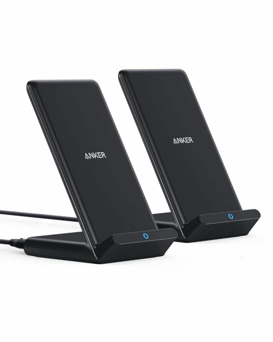 Anker 2-Pack Qi-Certified 10W Fast Wireless Charging Stand for iPhone 16/15/14/13 & Galaxy S23/S22/S21 (No AC Adapter Included)