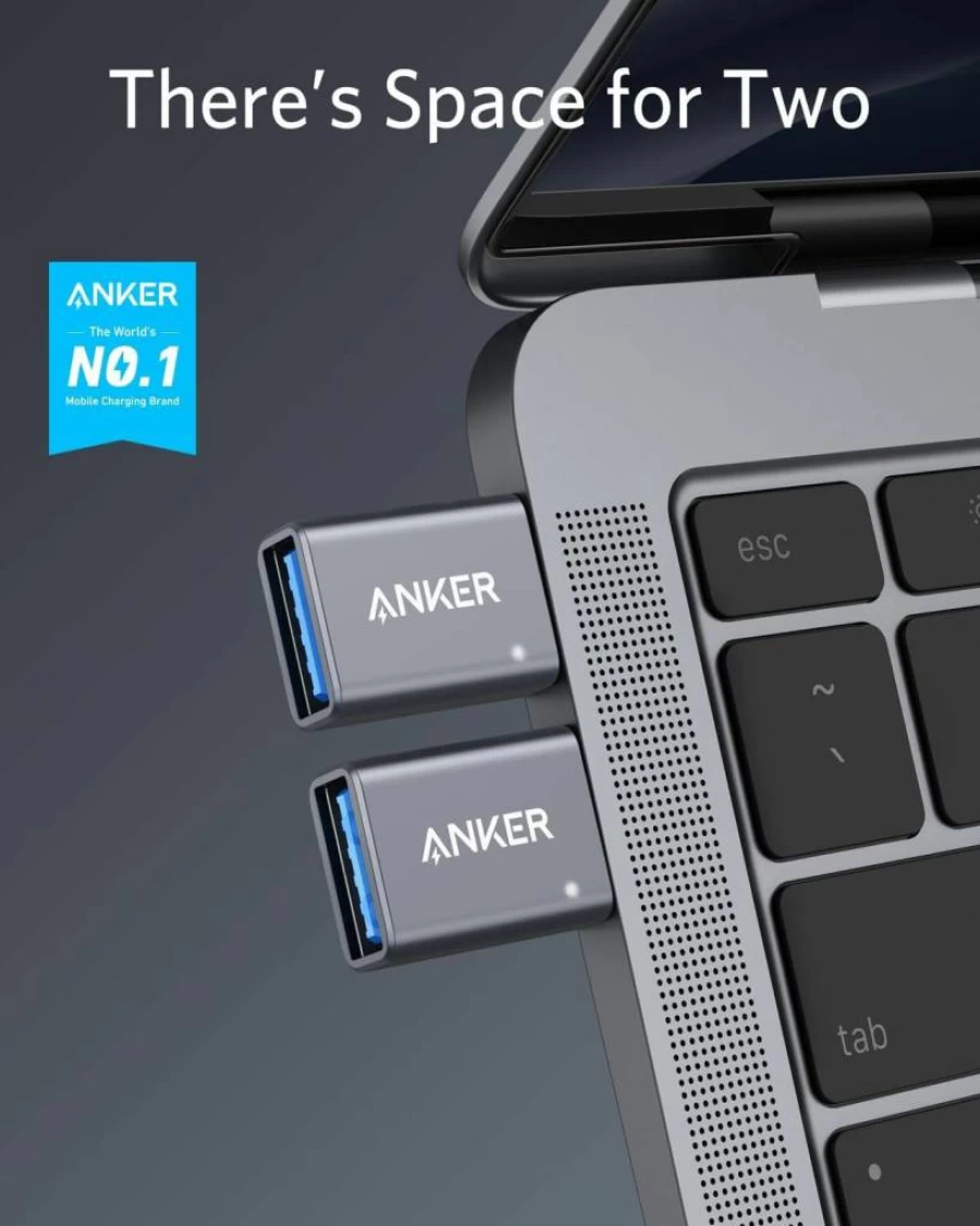 Anker USB C to USB Adapter (2 Pack) - High-Speed Data Transfer for MacBook Pro, iPad Pro, Samsung Galaxy, Dell XPS, and Other Type C Devices