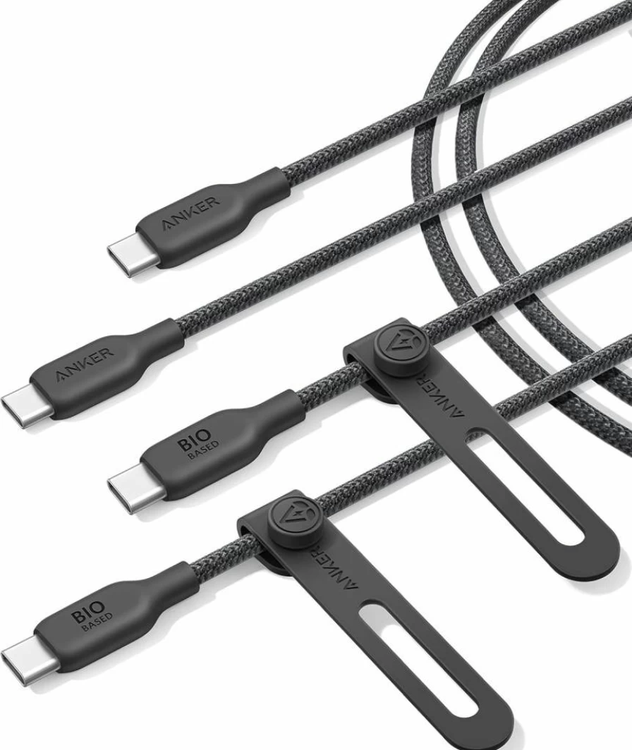 Anker 240W USB-C to USB-C Cable (6ft) - Bio-Braided Fast Charging Cord for iPhone 16/Pro, MacBook Pro 2020, iPad Pro - USB 2.0 Type C Charger - Natural Green