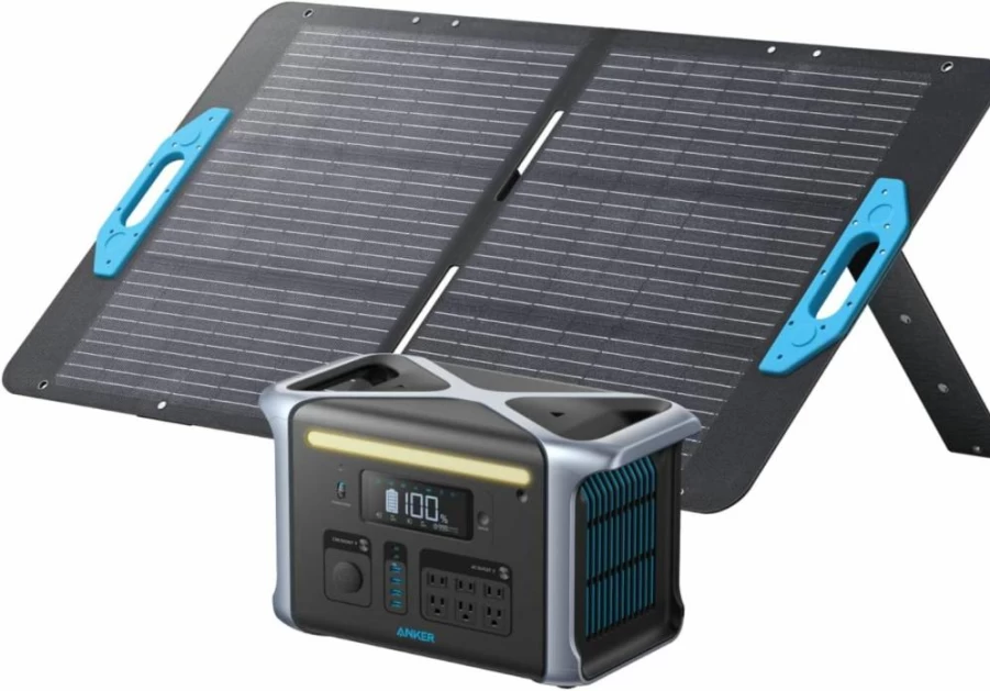 Anker Solix F1200 Portable Power Station 1229Wh with 100W Solar Panel, 1500W AC Output, 6 Outlets, Lifepo4 Battery, USB-C 100W, LED Light for Camping & Outdoor