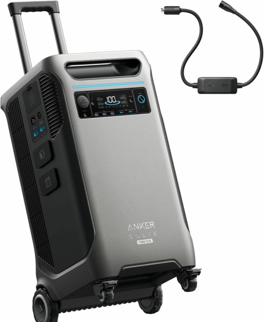 Anker Solix F3800 Plus Portable Power Station with 400W Solar Panel - 3840Wh Capacity, 6000W AC Output, Home Backup for Power Outages & Emergencies, Compatible with Generators