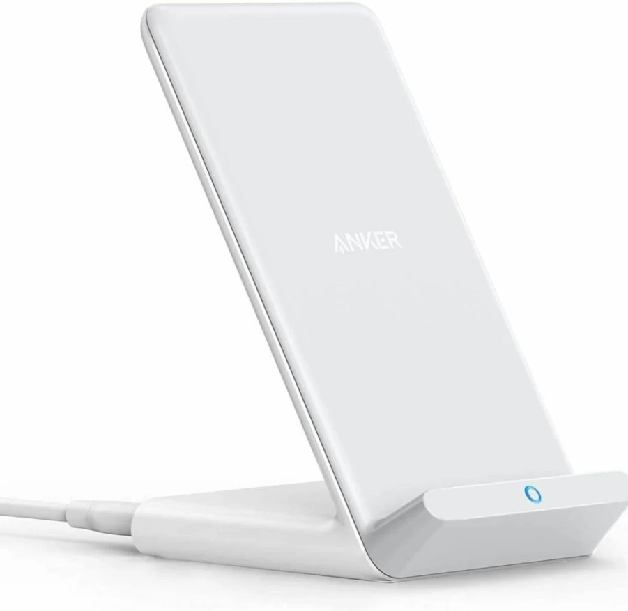 Anker 313 Wireless Charging Stand, Qi-Certified 10W Fast Charger for iPhone 16/15/14/13 & Galaxy S23/S22/S21, Compatible with Most Qi-Enabled Devices (Adapter Not Included)