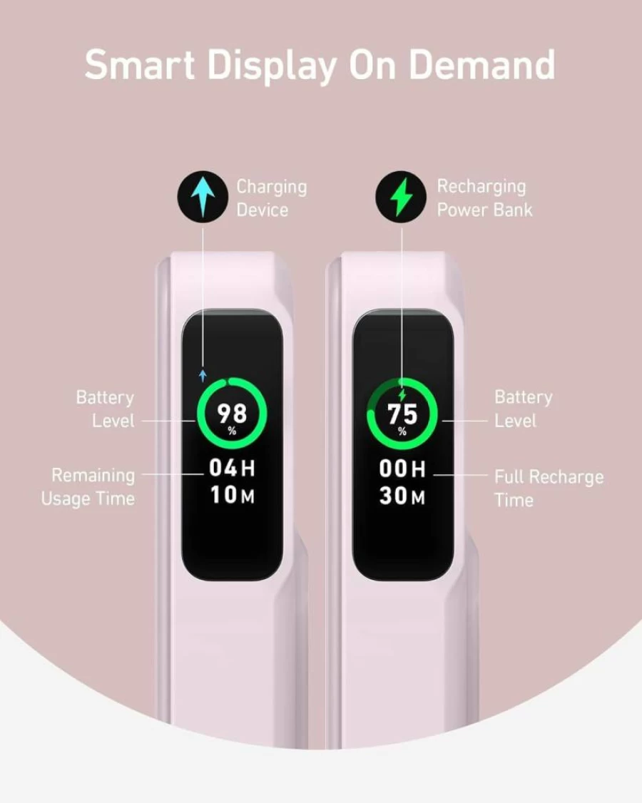 Anker MagGo Power Bank 10,000mAh with Qi2 15W Fast Charging, Magsafe Compatible Portable Charger for iPhone 15/14/13/12, Includes USB-C Cable & Foldable Stand, Smart Display