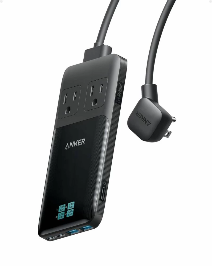 Anker Prime 140W 6-in-1 USB C Charging Station with 5Ft Detachable Cord - 6-Port Compact Power Strip for iPhone 15/Pro/Max, MacBook, Travel & Workspace
