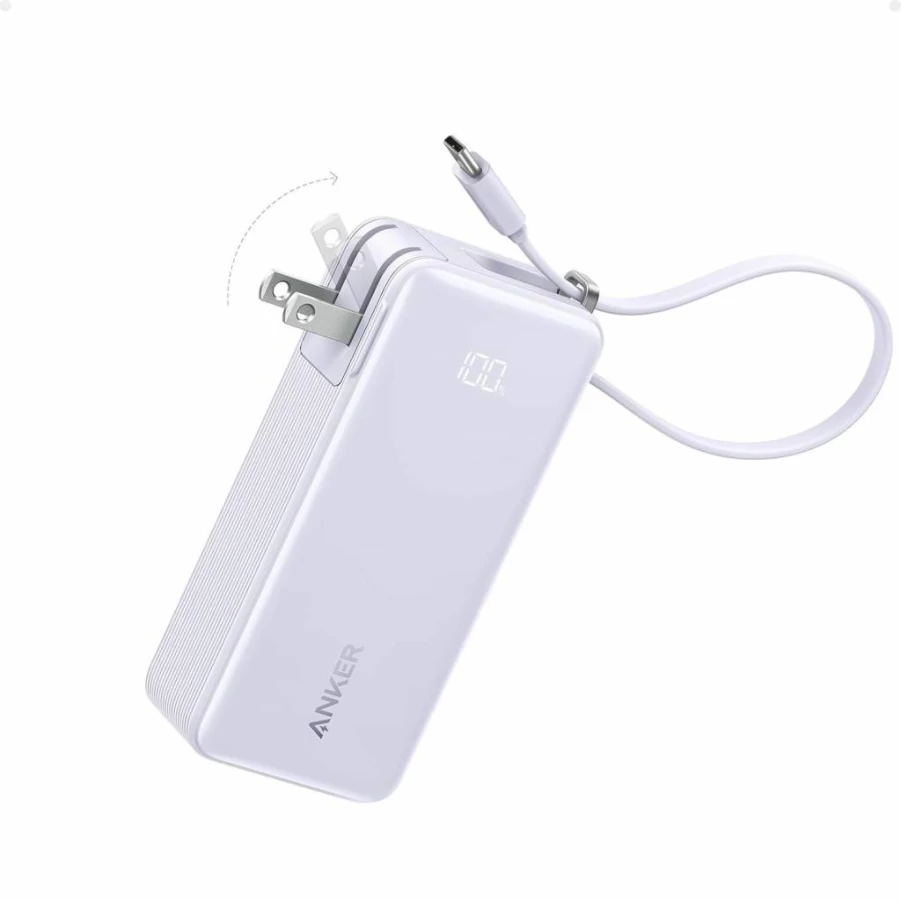 ANKER Nano 3-in-1 Power Bank 10,000mAh with USB-C Cable & 30W Foldable Wall Plug - Portable Charger for iPhone 16/15, Galaxy, MacBook, Travel Essentials